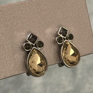 Elegant Silver and Gold Teardrop Earrings (Clip-on)